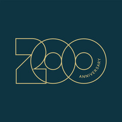 200 Logo, 200 Years Anniversary Logo, Vector Template Design element for invitation, greeting card illustration.