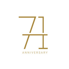 71 Logo, 71 Years Anniversary Logo, Golden Color, Vector Template Design element for birthday, invitation, wedding, jubilee and greeting card illustration.