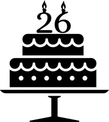 26 numbering birthday cake icon