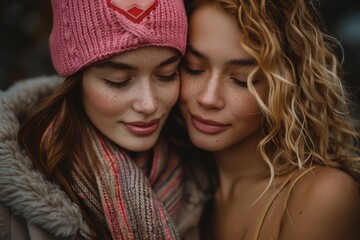 Obraz premium Two close friends share an intimate moment, the image highlighting human connection and friendship