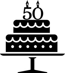 50 numbering birthday cake icon