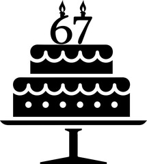 67 numbering birthday cake icon