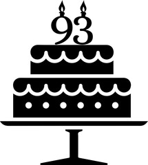 93 numbering birthday cake icon
