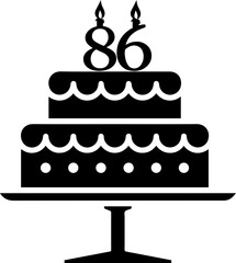 86 numbering birthday cake icon