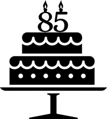 85 numbering birthday cake icon