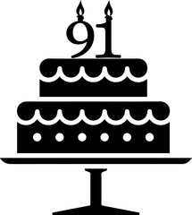 91 numbering birthday cake icon