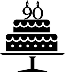 90 numbering birthday cake icon