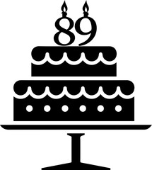 89 numbering birthday cake icon