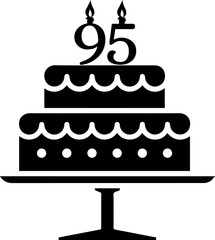 95 numbering birthday cake icon