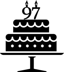 97 numbering birthday cake icon