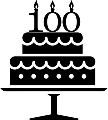100 numbering birthday cake icon