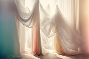 Tulle drape silk curtain veil pastel sheer fabric