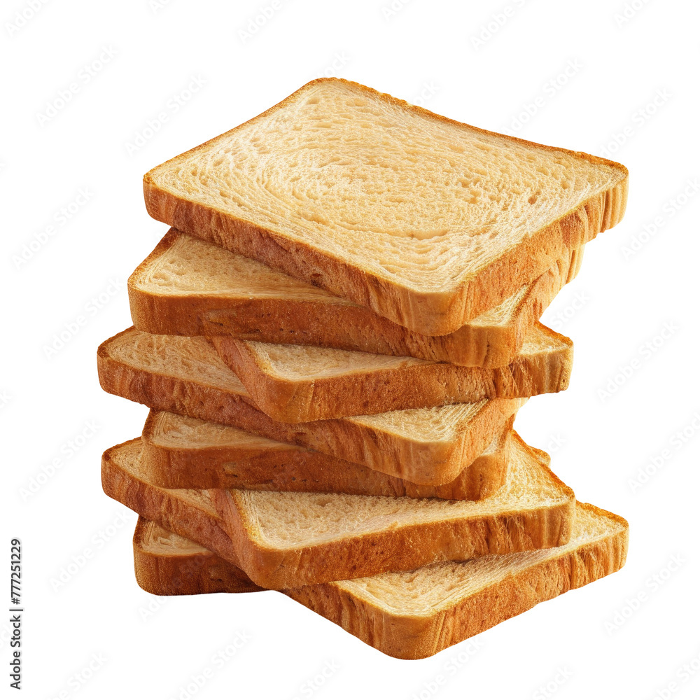 Poster a stack of bread slices on a transparent background