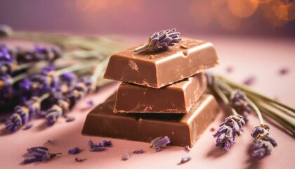 Ethereal Elegance: Lavender-Infused Chocolate Bars on Delicate Pink