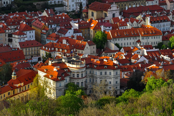 Prague aerial city view. Architecture 
