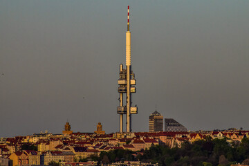Fototapeta premium Prague TV tower on a gloomy day