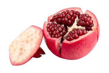 Ripe pomegranate fruit isolated on a transparent background