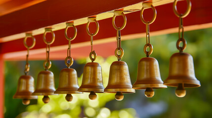 Obraz premium bell hanging on a wall, bells in the temple