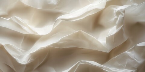 A high-quality image showcasing the elegance and simplicity of white silky fabric with gentle undulating waves, symbolizing purity and tranquility