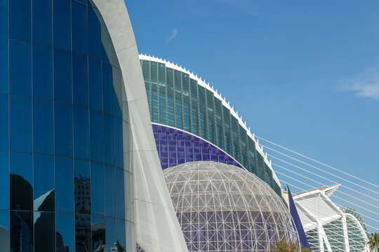 Valencia, Spain - April 4, 2024 - Modern Architectural Marvel: Félix Candela's Design at Valencia's Oceanographique