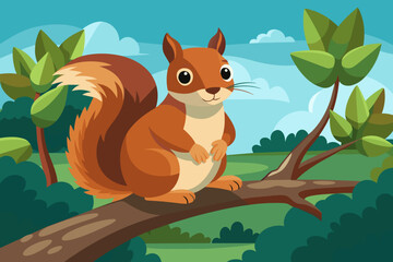 squirrel sitting on a tree branch  © Chayon Sarker