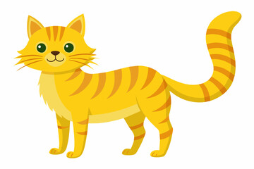 A yellow cat on a white background