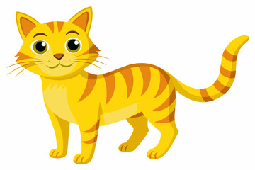 A yellow cat on a white background