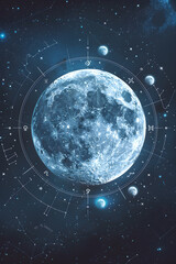 The Enchanting Dance of the Moon: A Conceptual Representation of the Lunar Calendar and Zodiac Signs