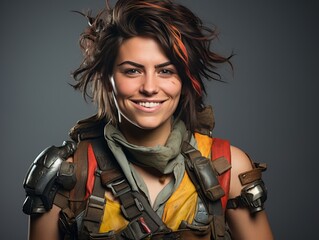 Obraz premium Woman Wearing Helmet and Goggles
