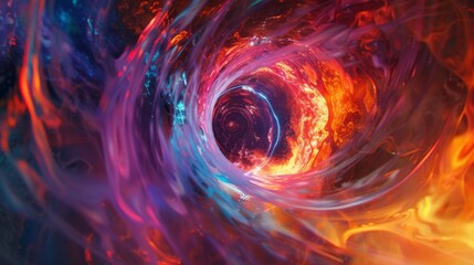 A mesmerizing display of colorful plasma swirling within a fusion reactor, where scientists strive...