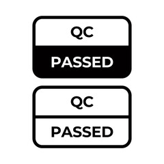 Quality control or QC passed badge label isolated on white background.