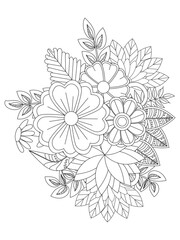 Flowers Leaves Coloring page Adult.Contour drawing of a mandala on a white background. Vector illustration Floral Mandala Coloring Pages, Flower Mandala Coloring Page, Coloring Page For Adul