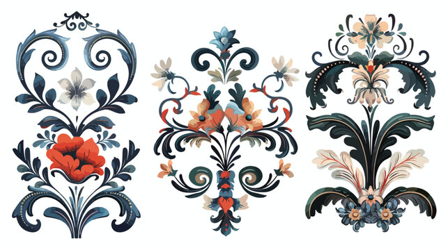 Illustrations baroque designs for digital 