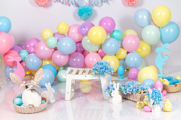 colorful easter eggs on white