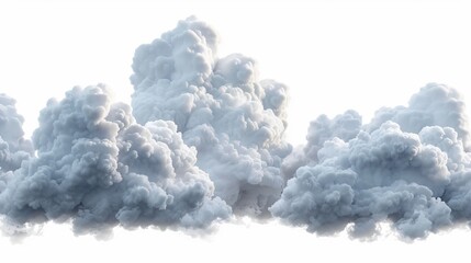 The abstract realistic cloud and cumulus are rendered in 3D on a white background. - obrazy, fototapety, plakaty
