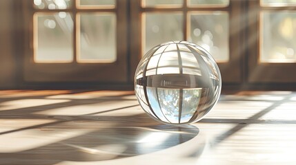 Transparent glass sphere. Generative AI