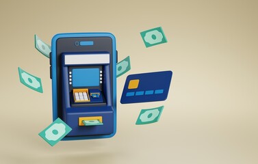 Cash Access, ATM Machine Icon. 3D render.