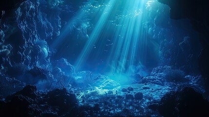 Underwater ocean. Generative AI - obrazy, fototapety, plakaty