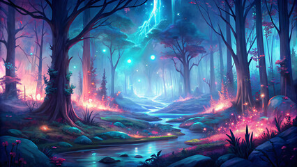 A Surreal Landscape of Flames Illuminating the Dark Sky, Fairy Theme