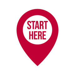 Start here text button template Isolated on white background