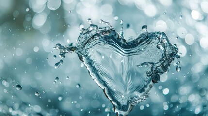 Water splash heart. Generative AI