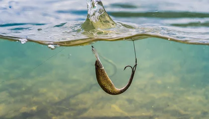 Foto op Aluminium Fishing. Close-up shut of a fish hook under water. © netsay
