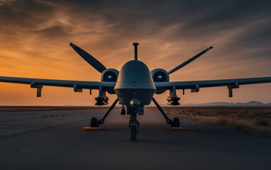 Fototapeta na wymiar MQ-9 Reaper drone in sunset