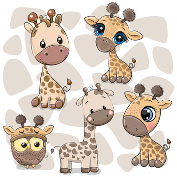 Set of Cute Cartoon Giraffes