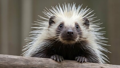 A-Porcupine-With-A-Curious-Expression-Peering-At- 2 - obrazy, fototapety, plakaty