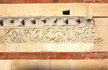 Medieval Creature Frieze at the Wall of Verona Cathedral, Italy
