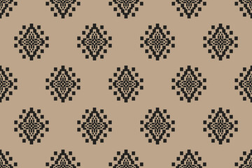Navajo tribal vector seamless pattern. Native American ornament. Ethnic South Western decor style. Boho geometric ornament. Pixel seamless pattern. Mexican blanket, rug. Woven carpet illustration.