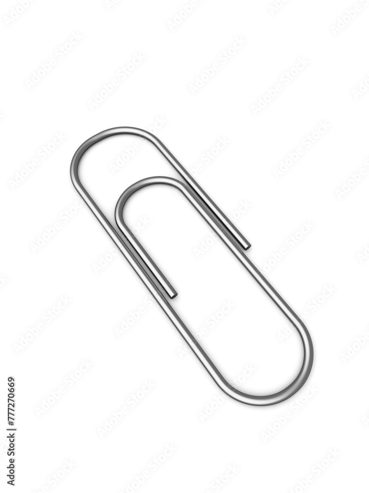 Poster a single paperclip on a white background, depicted in a realistic graphic style, representing simpli