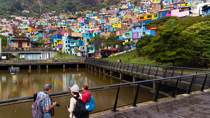 Medellin, Antioquia - Colombia. April 4, 2024. The largest artistic mural in Medellin, neighborhood...