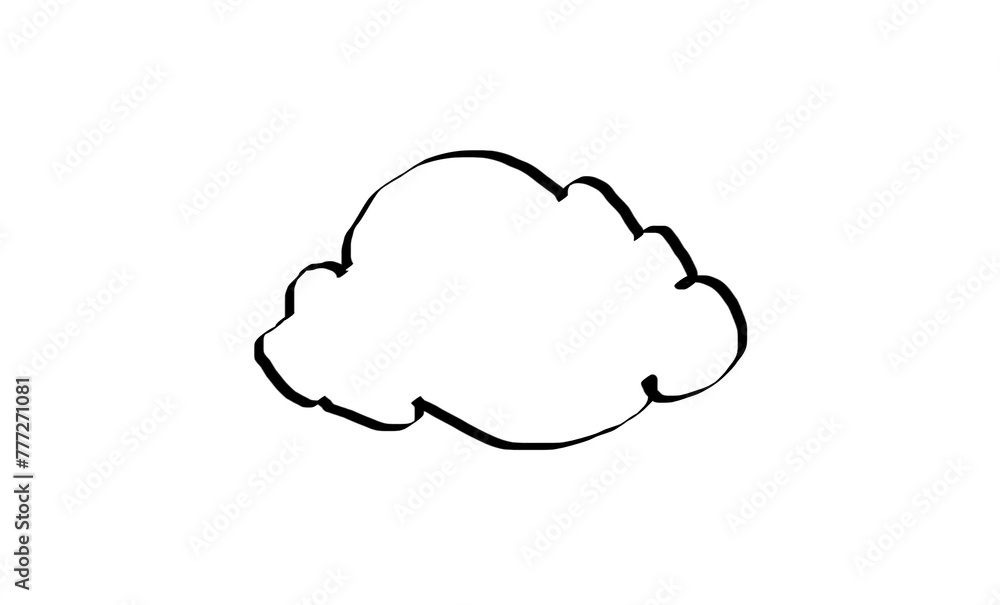Poster A simple black line drawing of a cloud isolated on a white background, suitable for design elements or icons